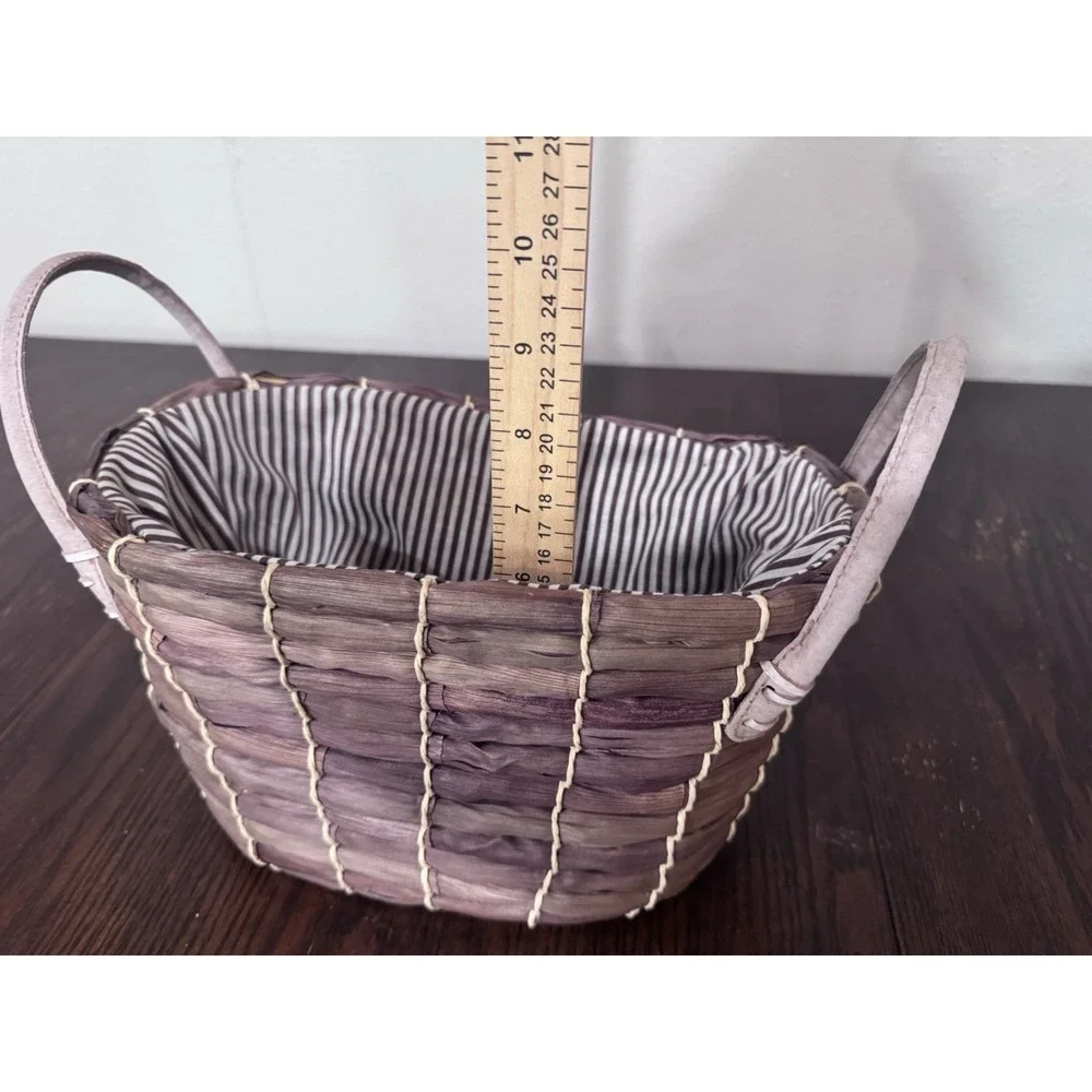 Small Wicker Basket with Fabric Liner & Handles Decorative Storage Basket Brown